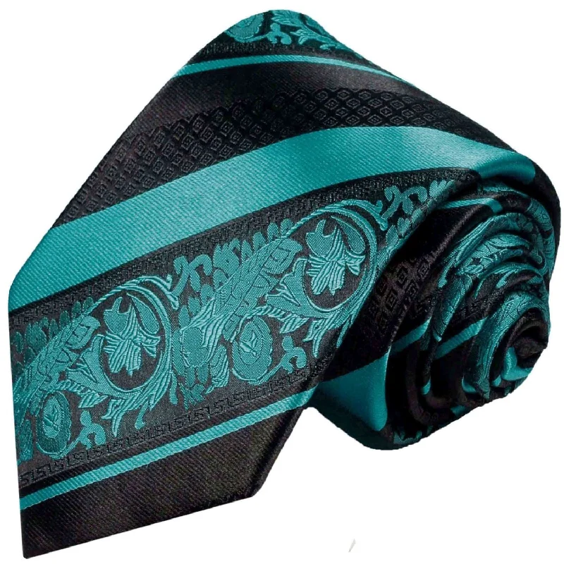 Pacific Blue and Black Silk Tie and Pocket Square