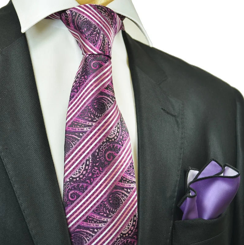 Pink and Purple Men's Tie and Pocket Square