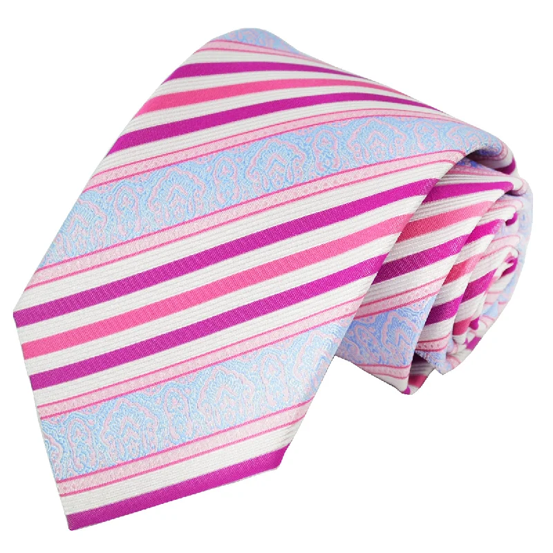 Pink and Sky Blue Silk Tie and Pocket Square