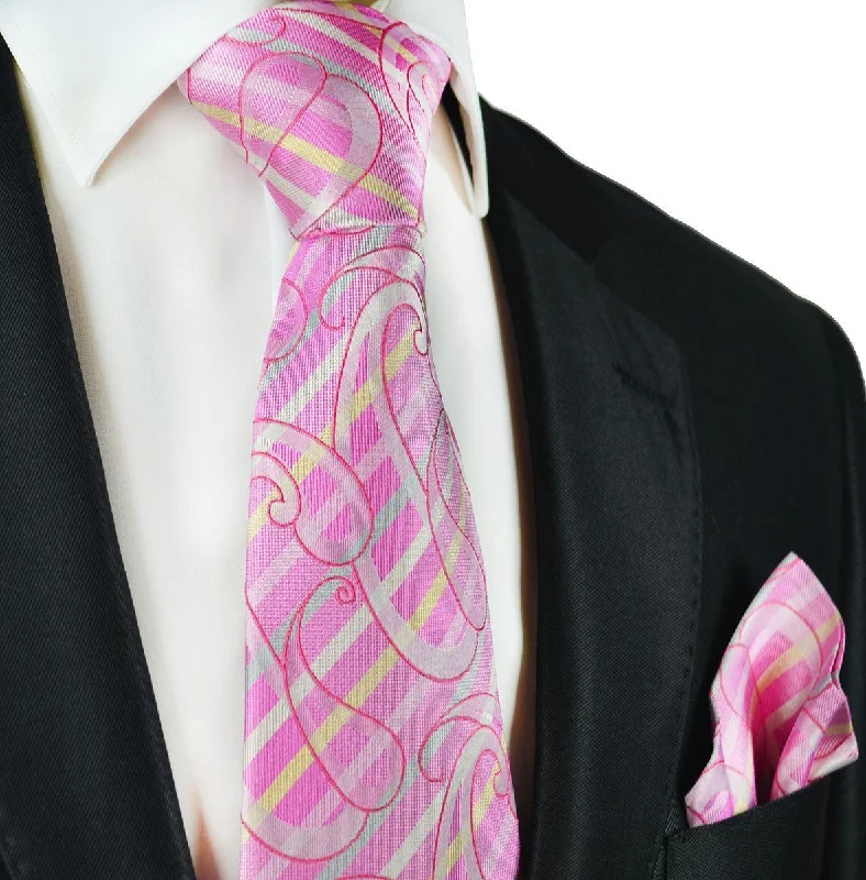 Pink Silk Tie and Pocket Square