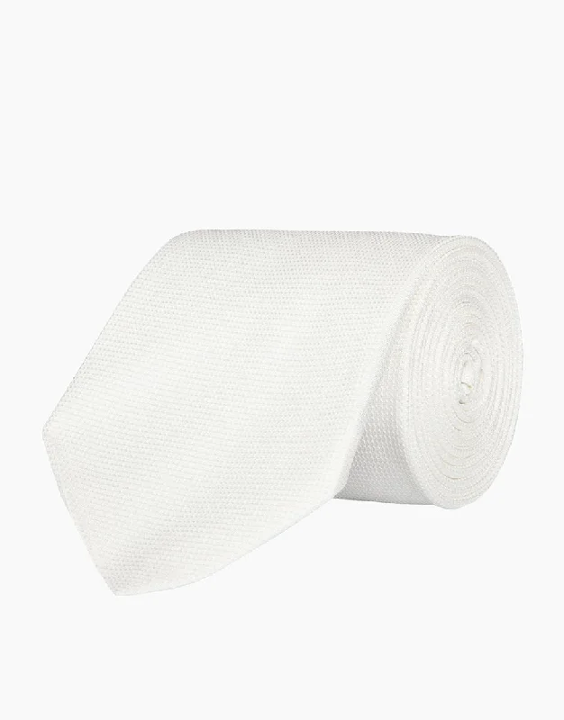 Plain Ivory Silk Tie