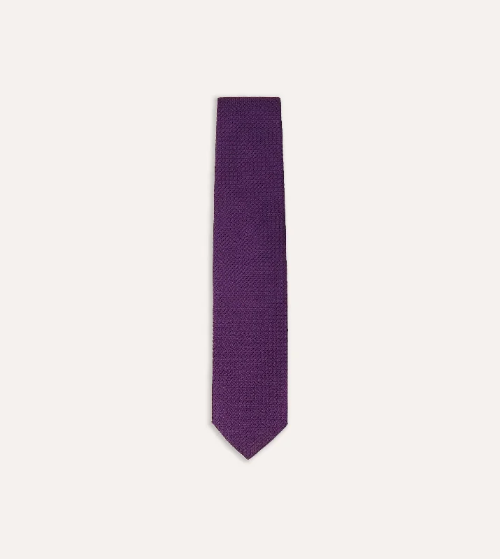 Purple Large Knot Grenadine Silk Tipped Tie