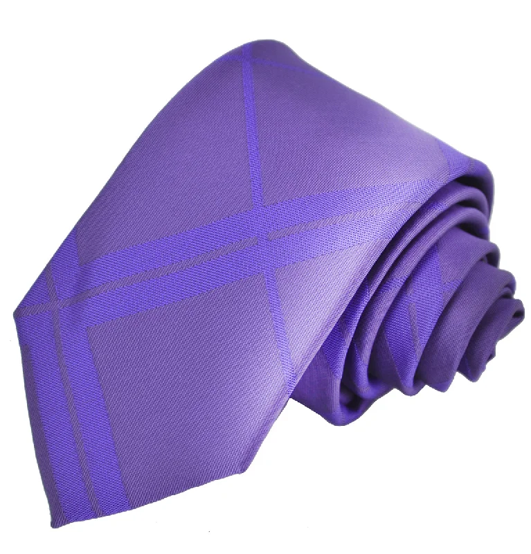 Grape Jam Purple Plaid Slim Tie and Pocket Square