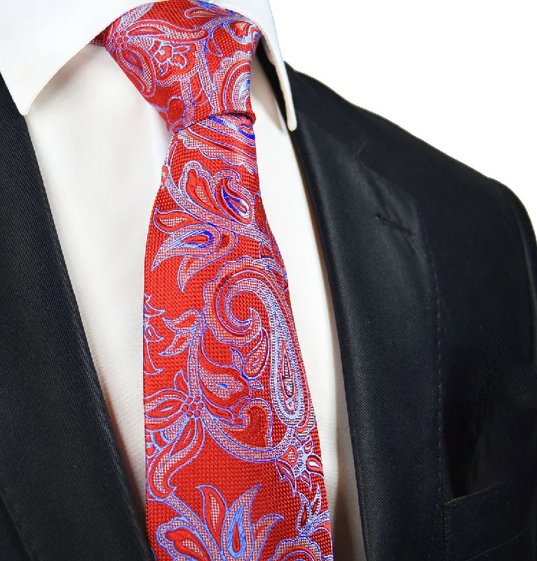 Red and Blue Paisley Silk Tie