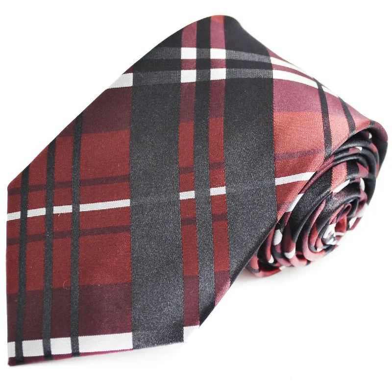 Burnt Henna Red Plaid Silk Necktie Set