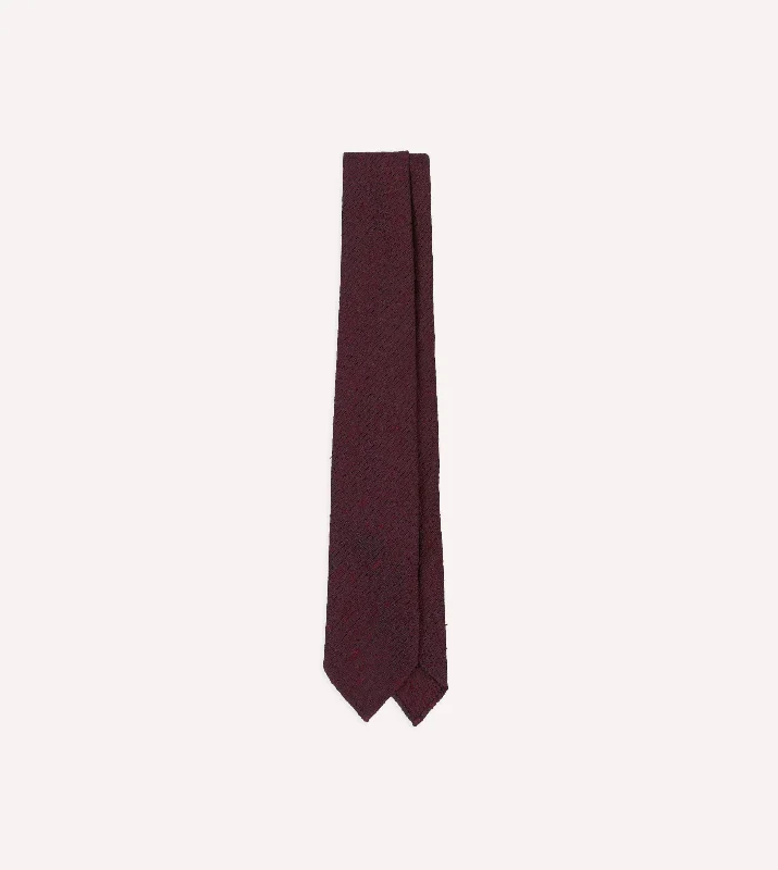 Red Shantung Silk Hand-Rolled Tie