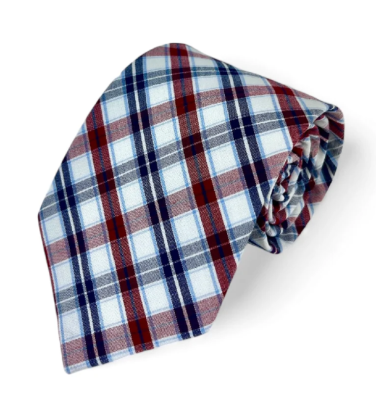 Red, White and Blue Checkered Cotton Necktie