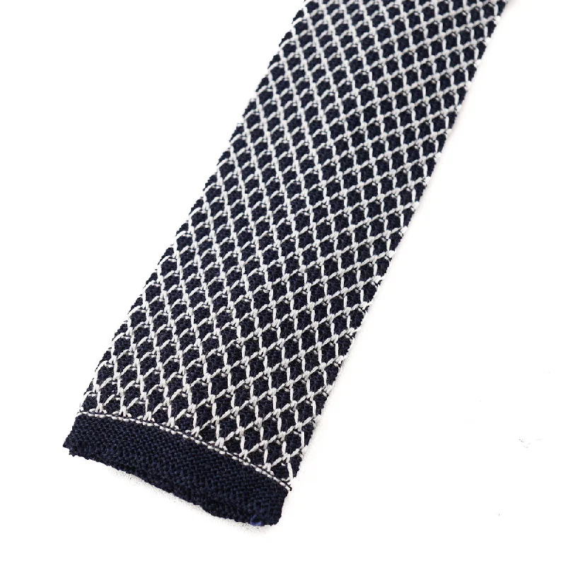 Roda Lattice Check Knit Cotton Tie