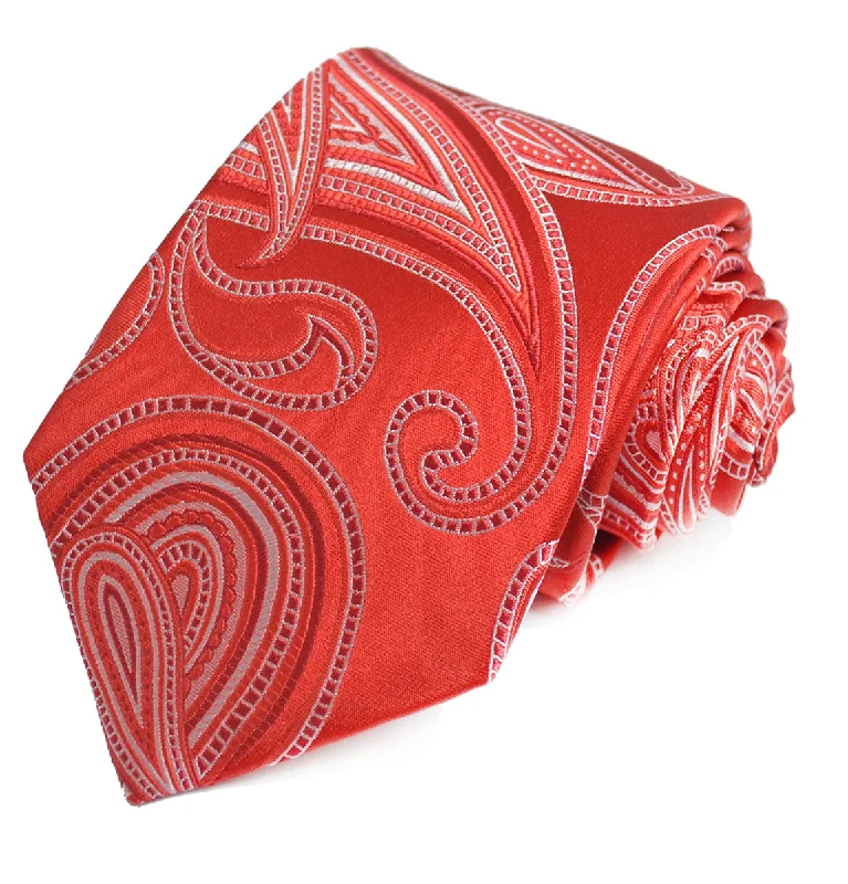 Ribbon Red Paisley Silk Tie and Pocket Square