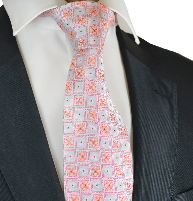 Wild Rose Pink Patterned Necktie Set