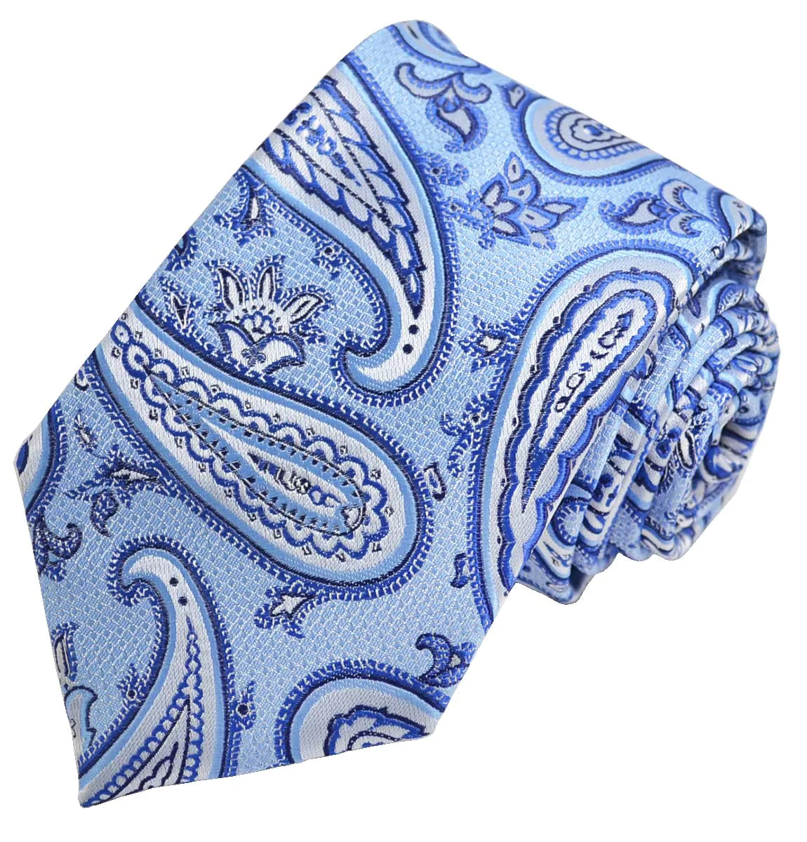 Light Blue Rough Paisley Men's Necktie