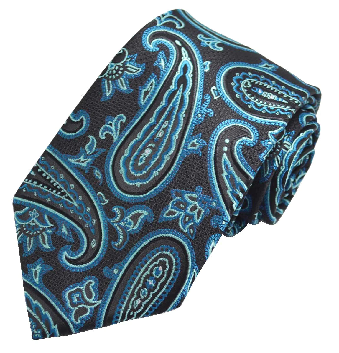 Turquoise Rough Paisley Men's Necktie