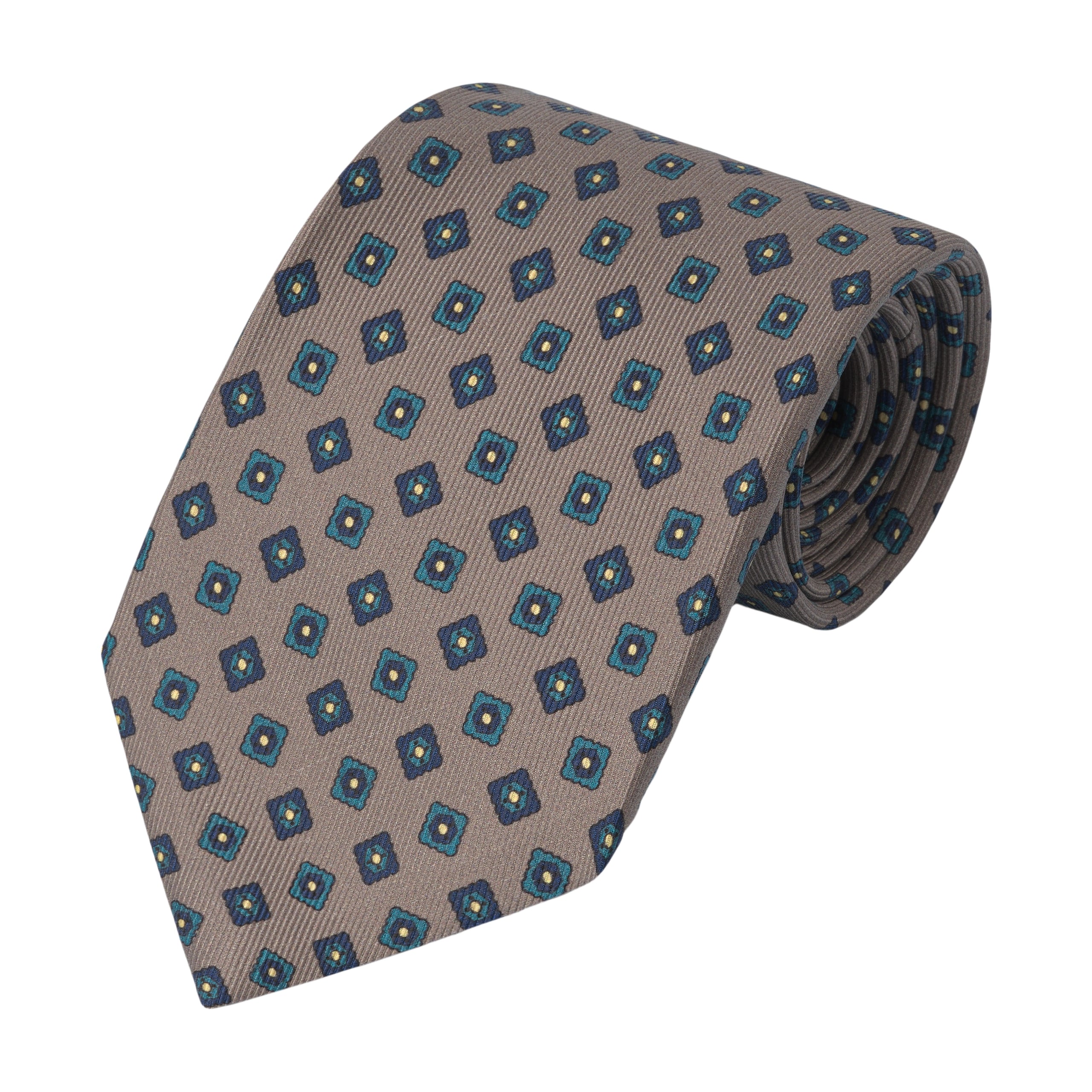 Printed Jacquard Silk Tie in Grigio