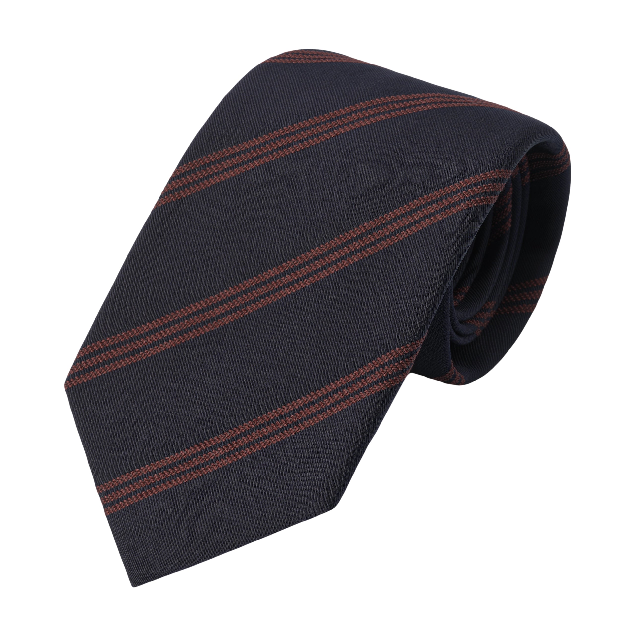 Regimental Silk Self-Tipped Tie in Dark Blue and Red