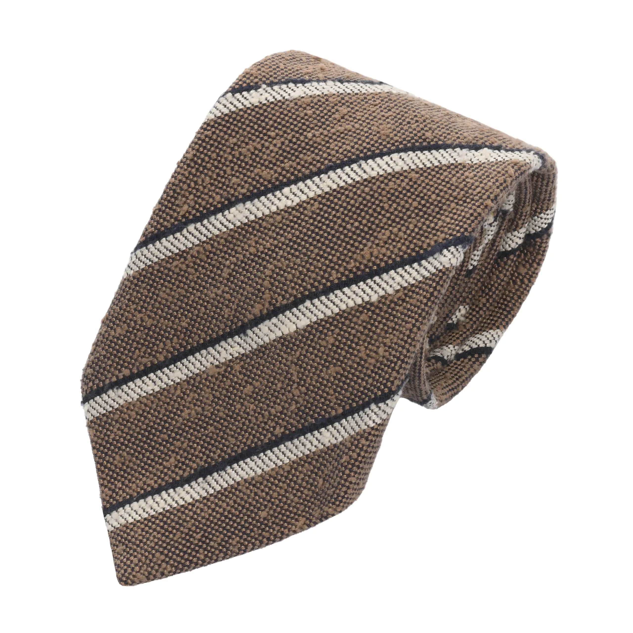 Striped Textured Silk and Cotton-Blend Tie