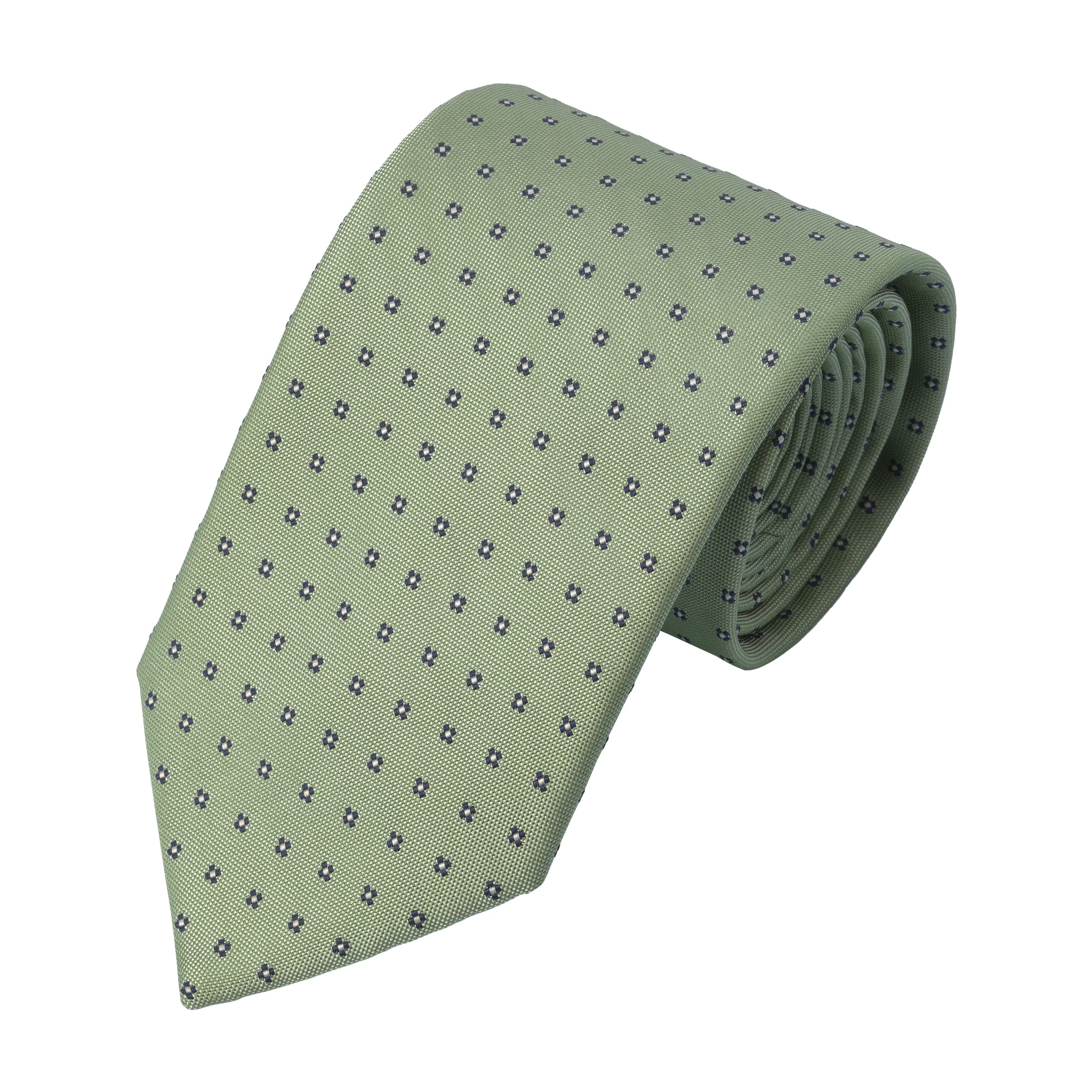 Embroidered Silk Tie in Light Green