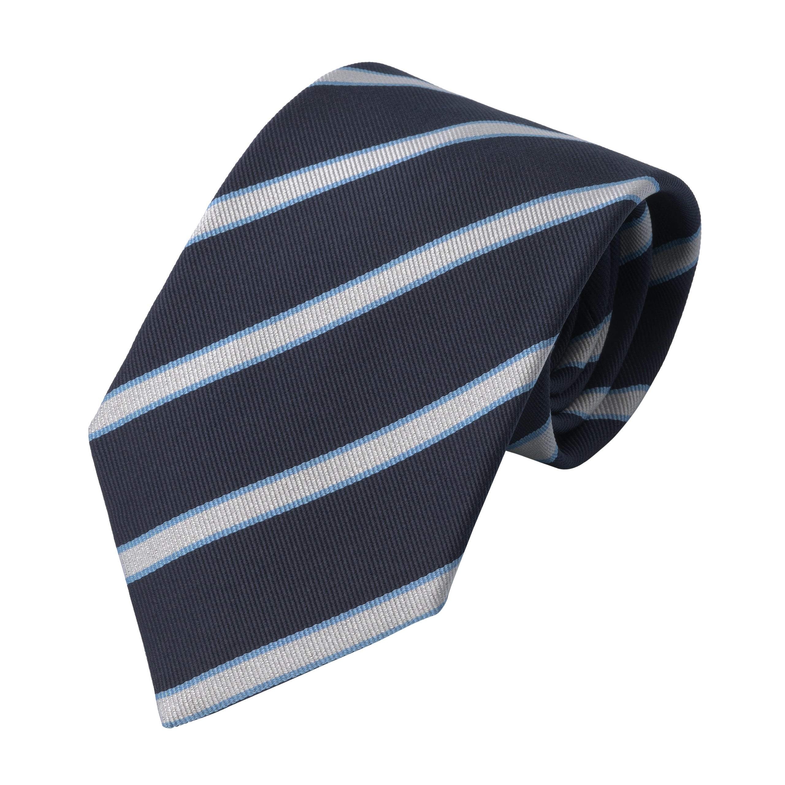 Striped Silk Tie in Navy Blue