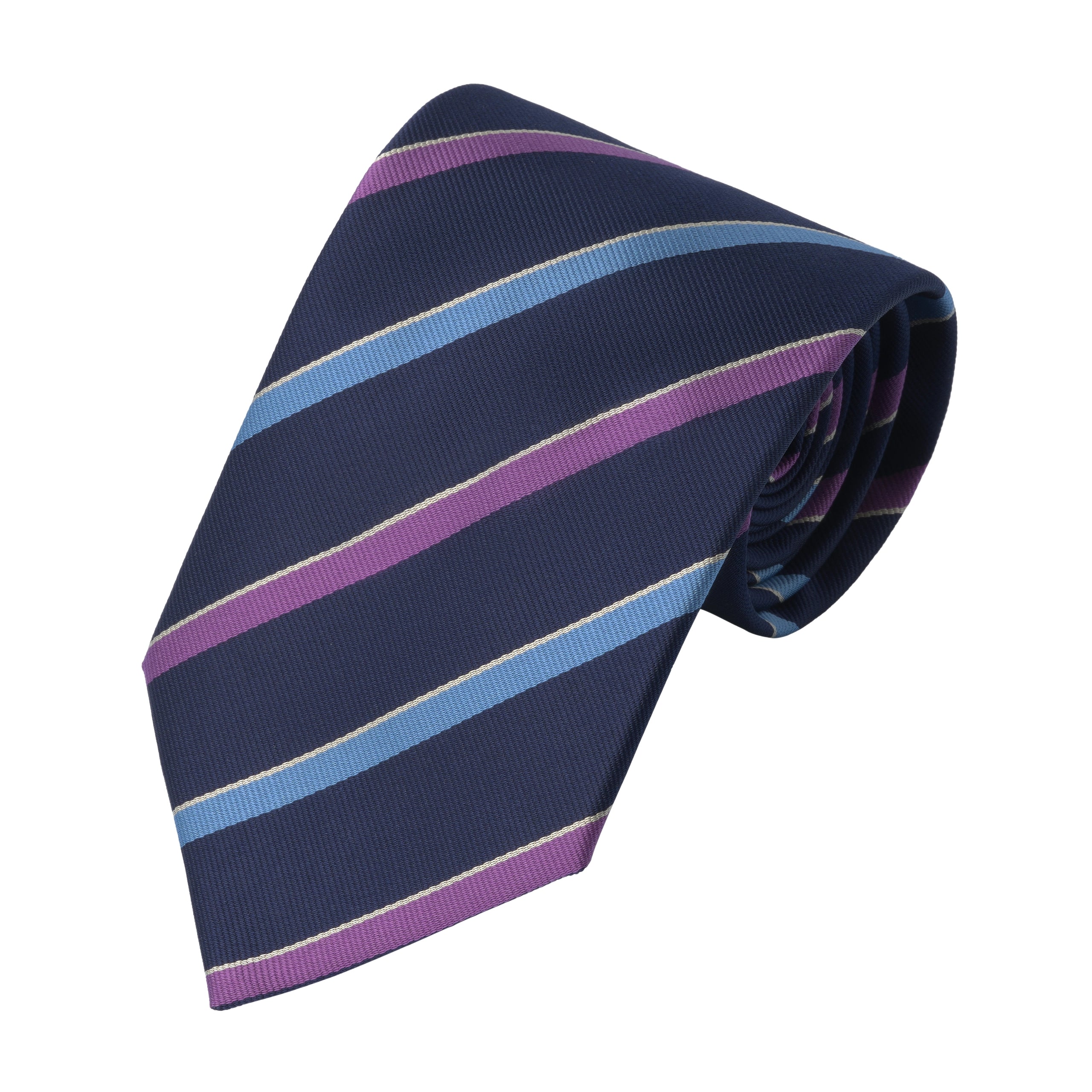 Striped Silk Tie in Dark Blue