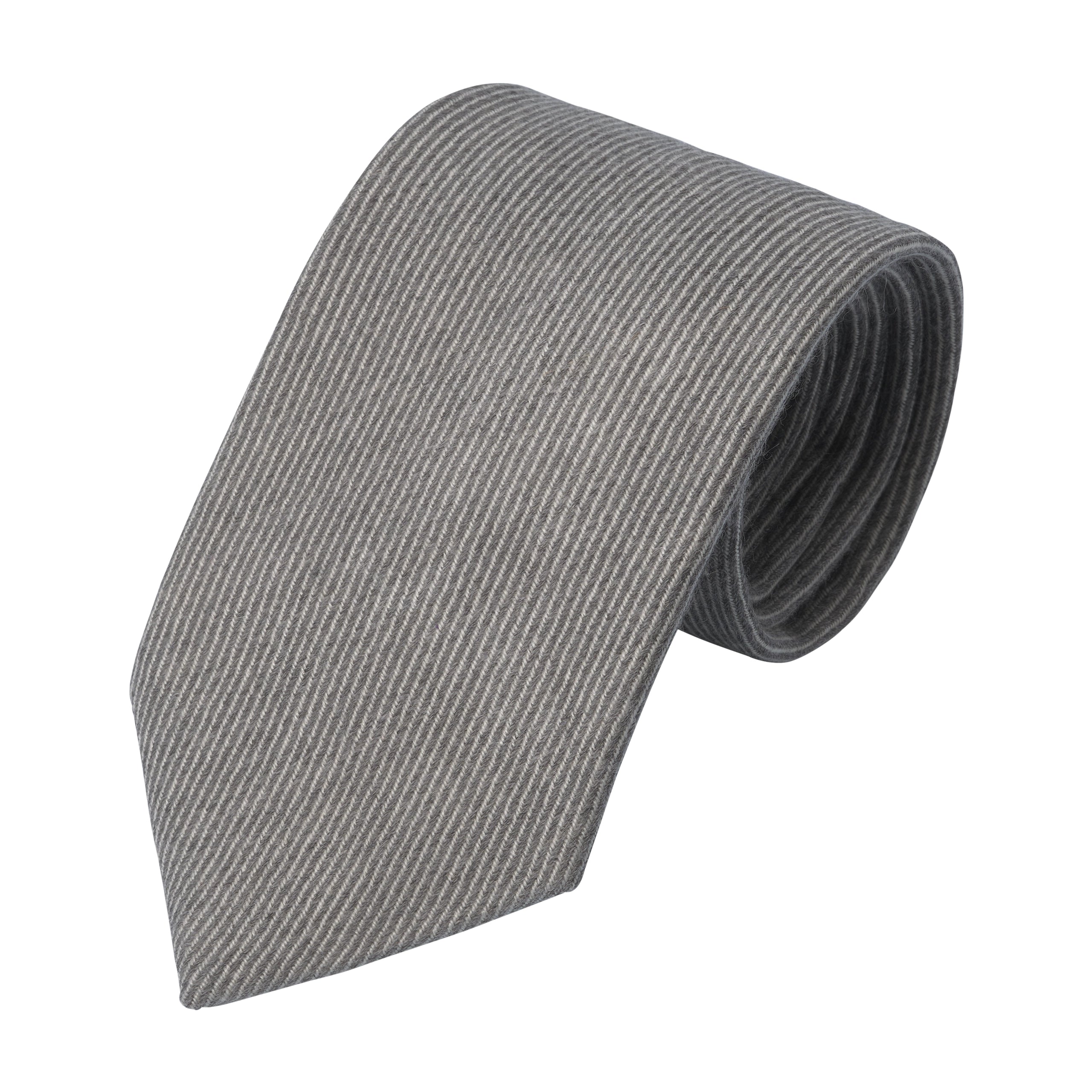 Striped Cashmere Tie in Grey