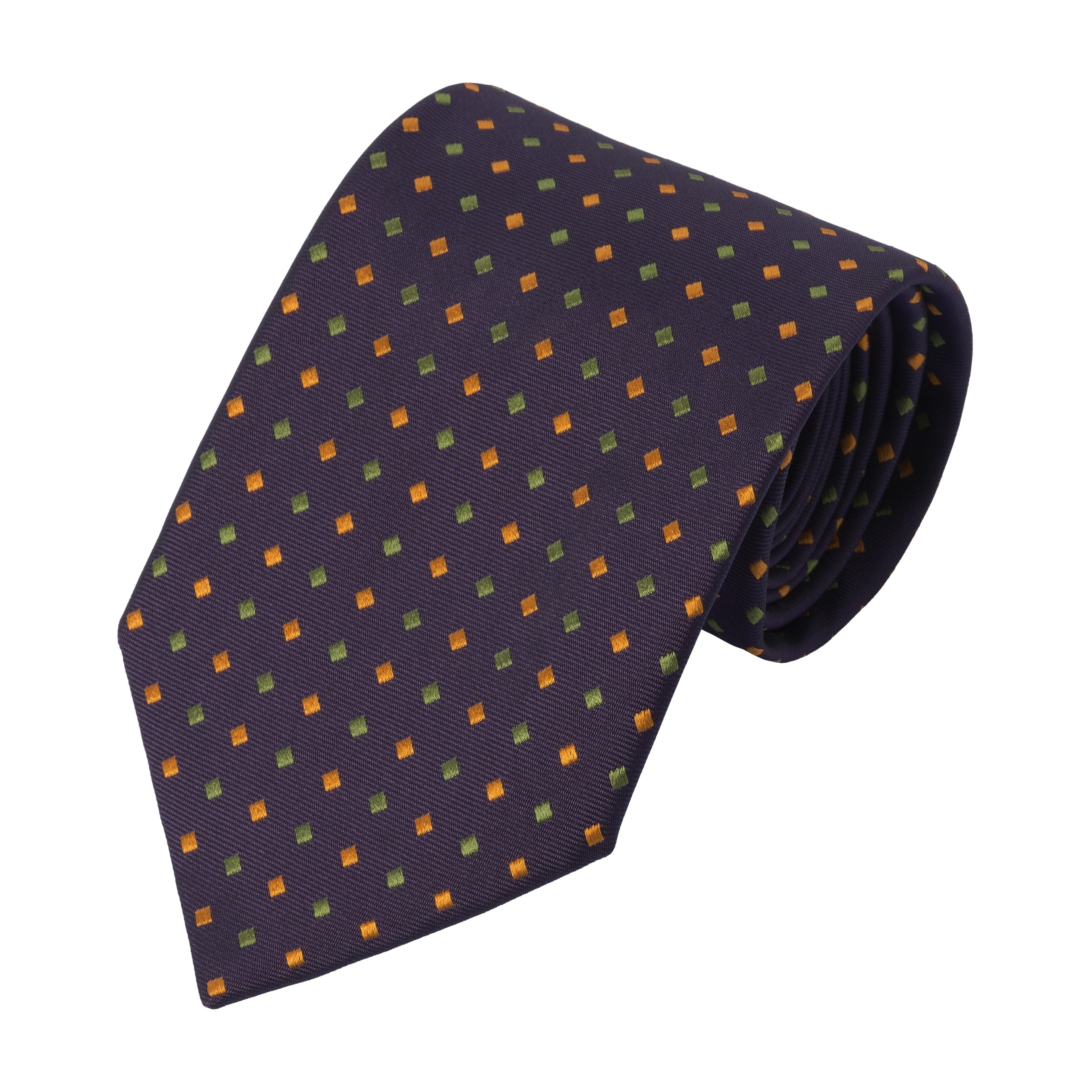 Embroidered Silk Tie in Dark Blue