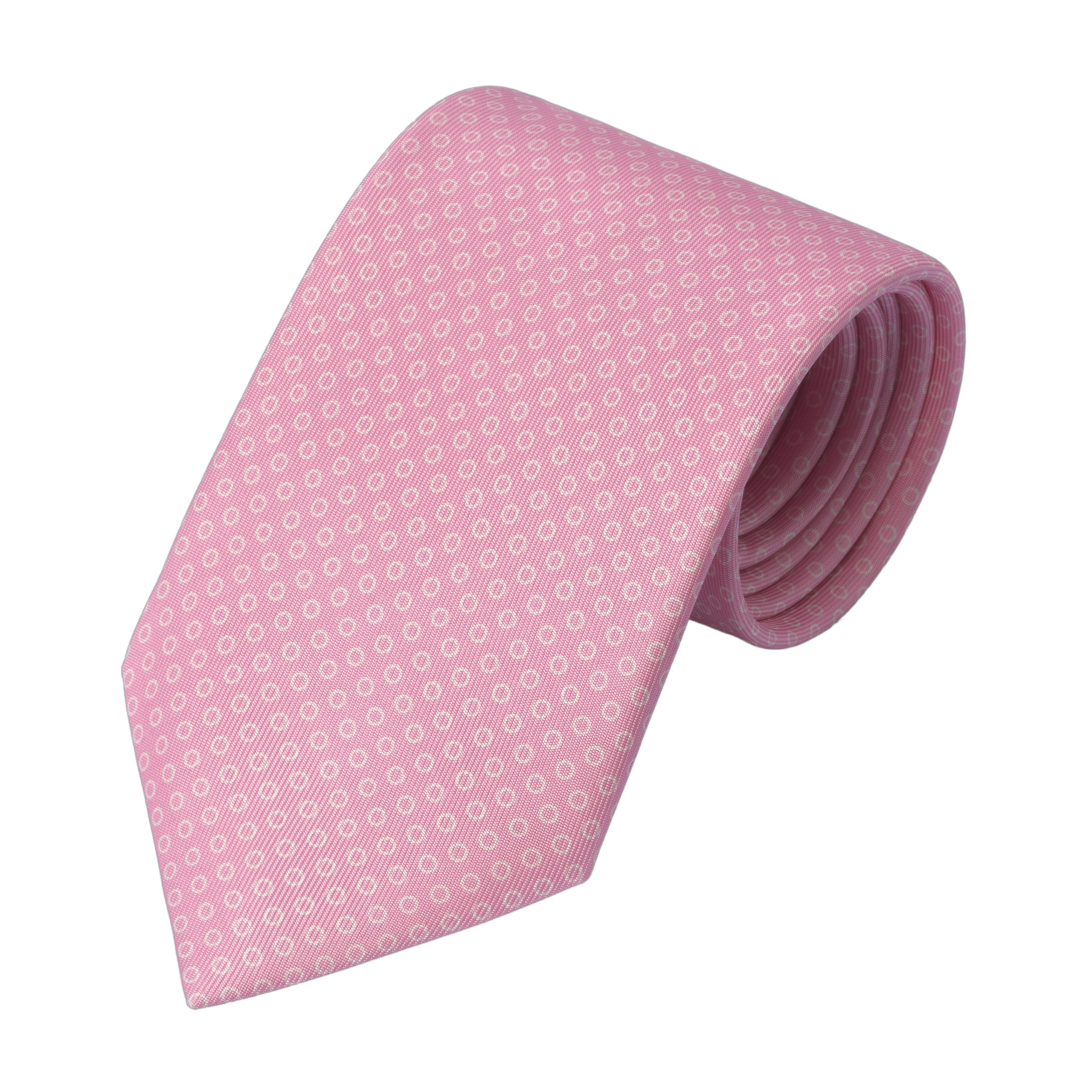 Printed Self-Tipped Silk Tie in Pink