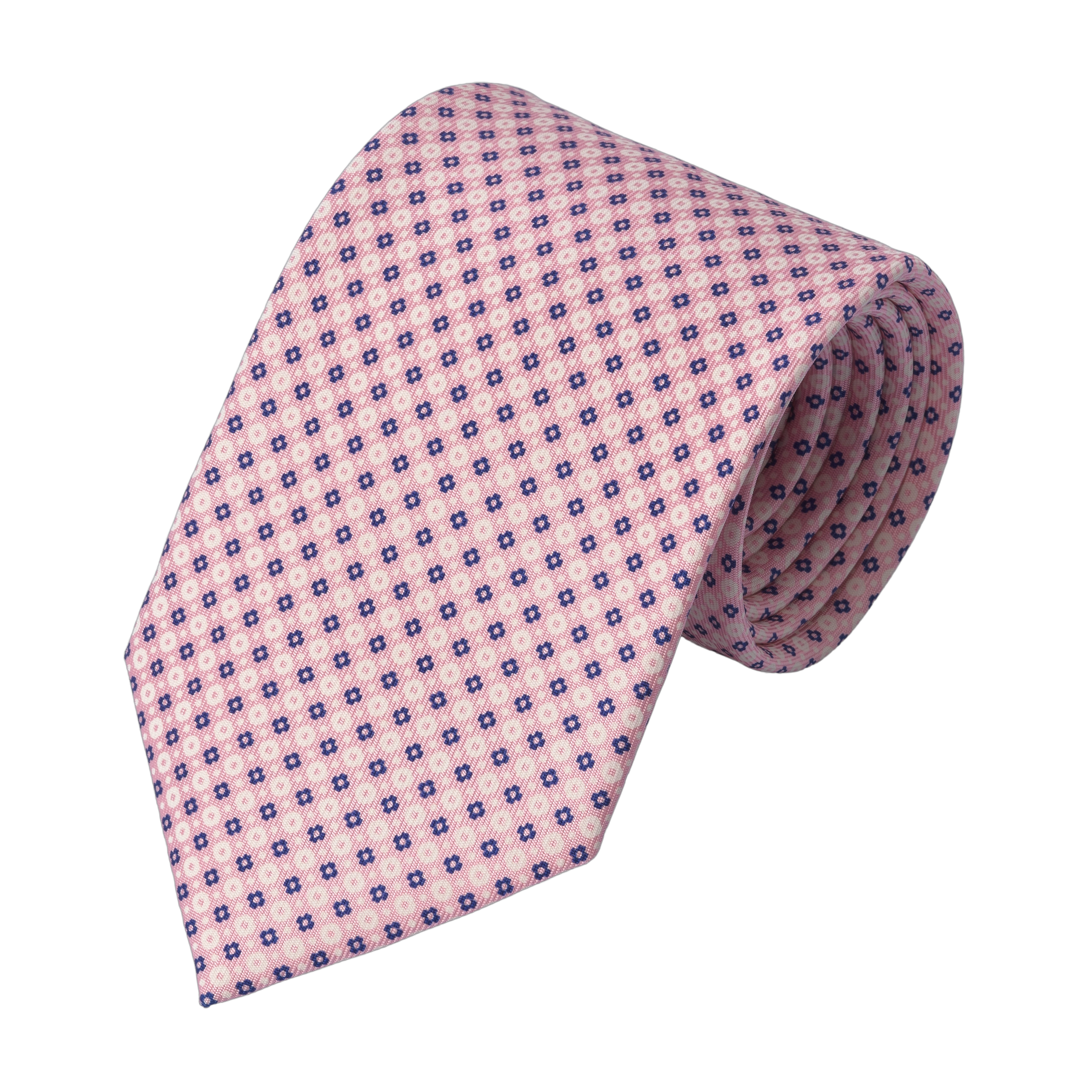 Flower Printed Silk Tie in Pink