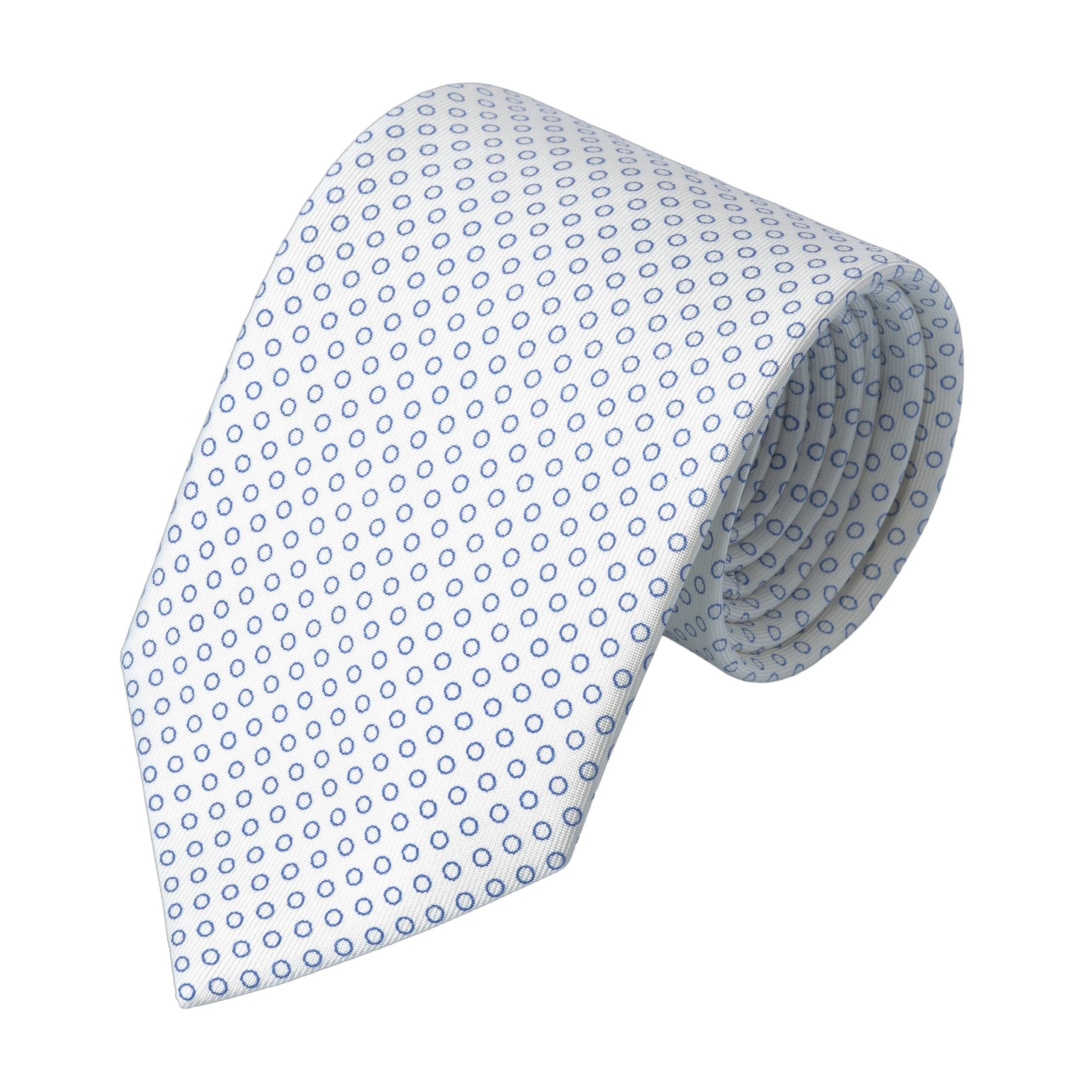 Printed Self-Tipped Silk Tie in White