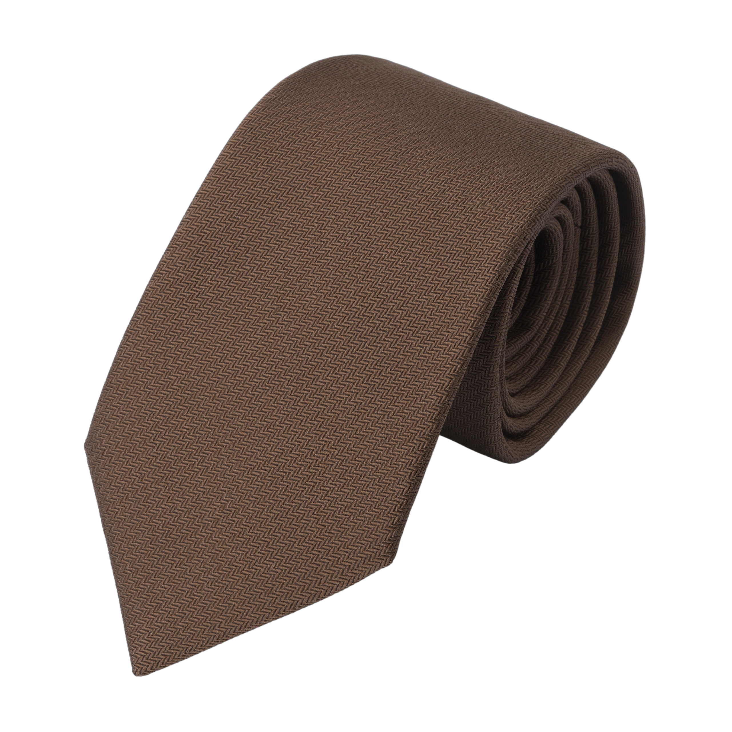 Herringbone Silk Tie in Medium Brown