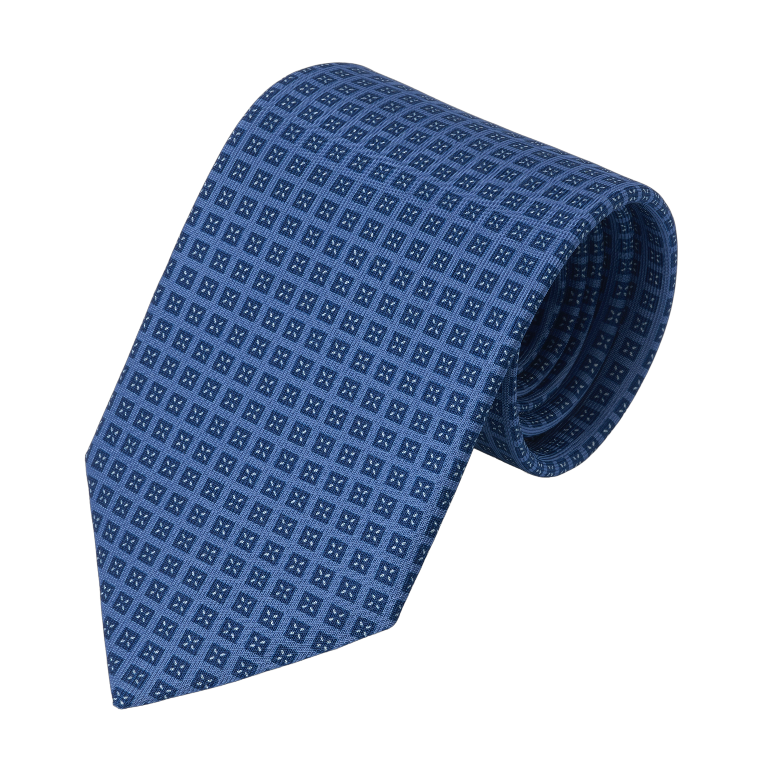 Printed Silk Tie in Blue