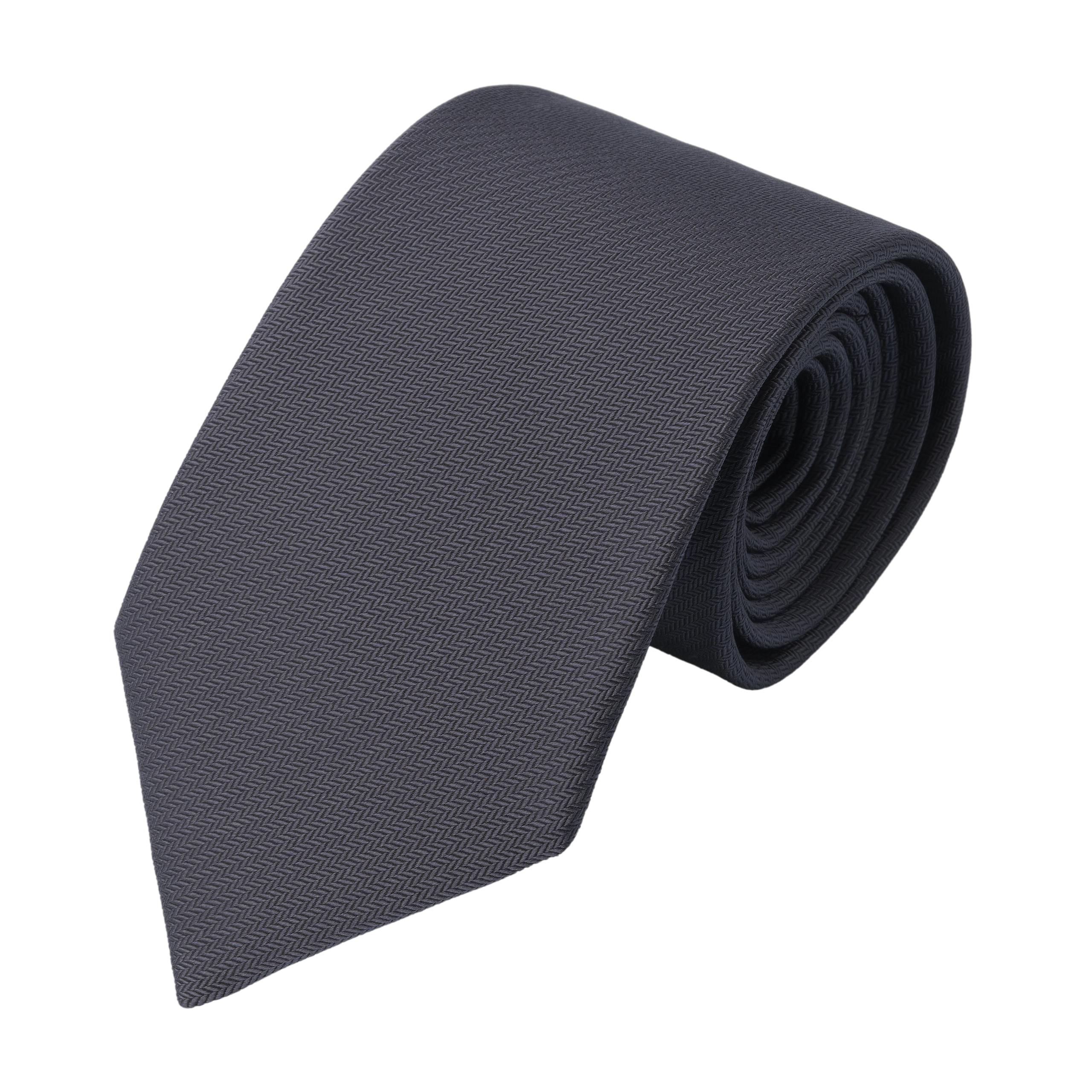 Herringbone Silk Tie in Dark Grey