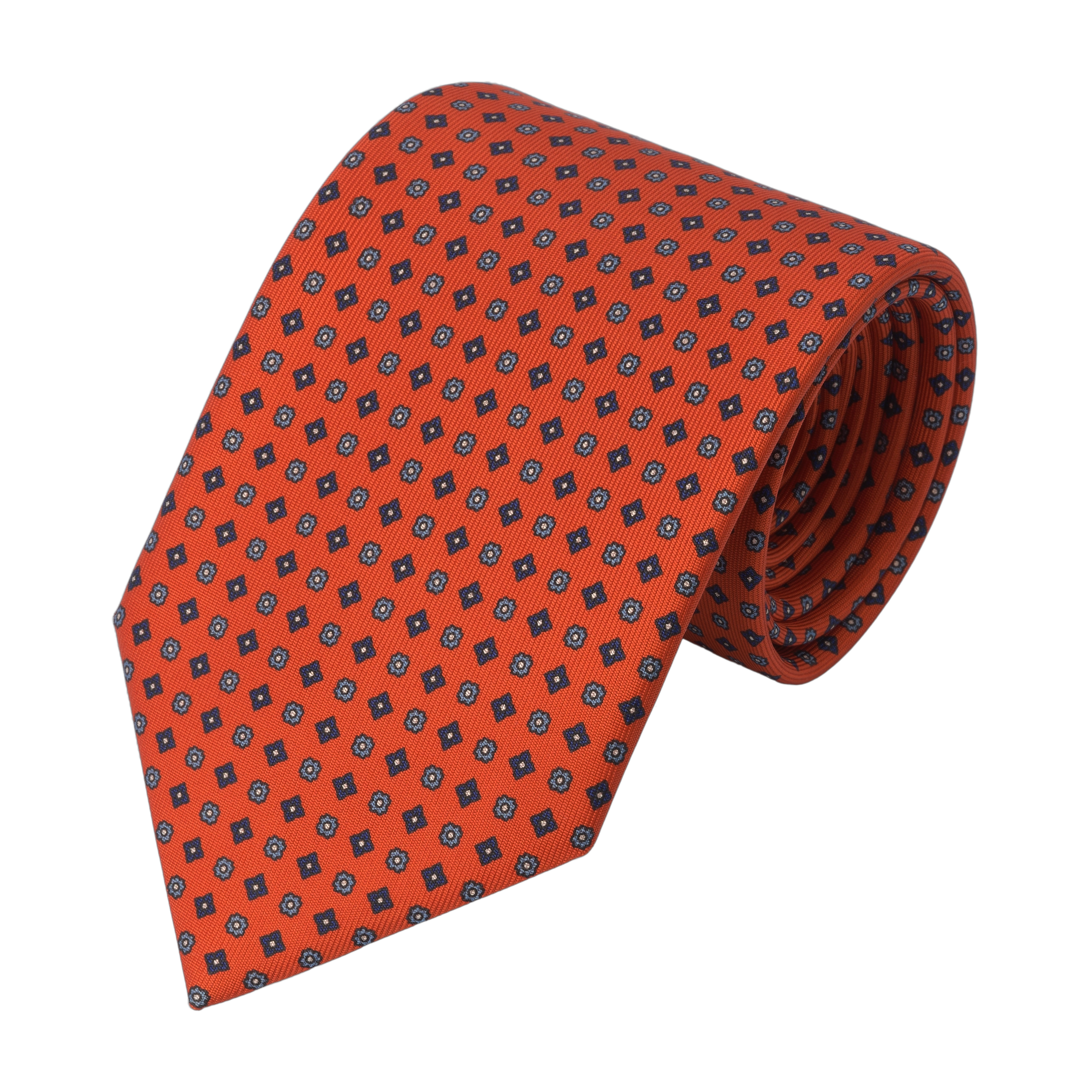 Flower Printed Silk Tie in Red