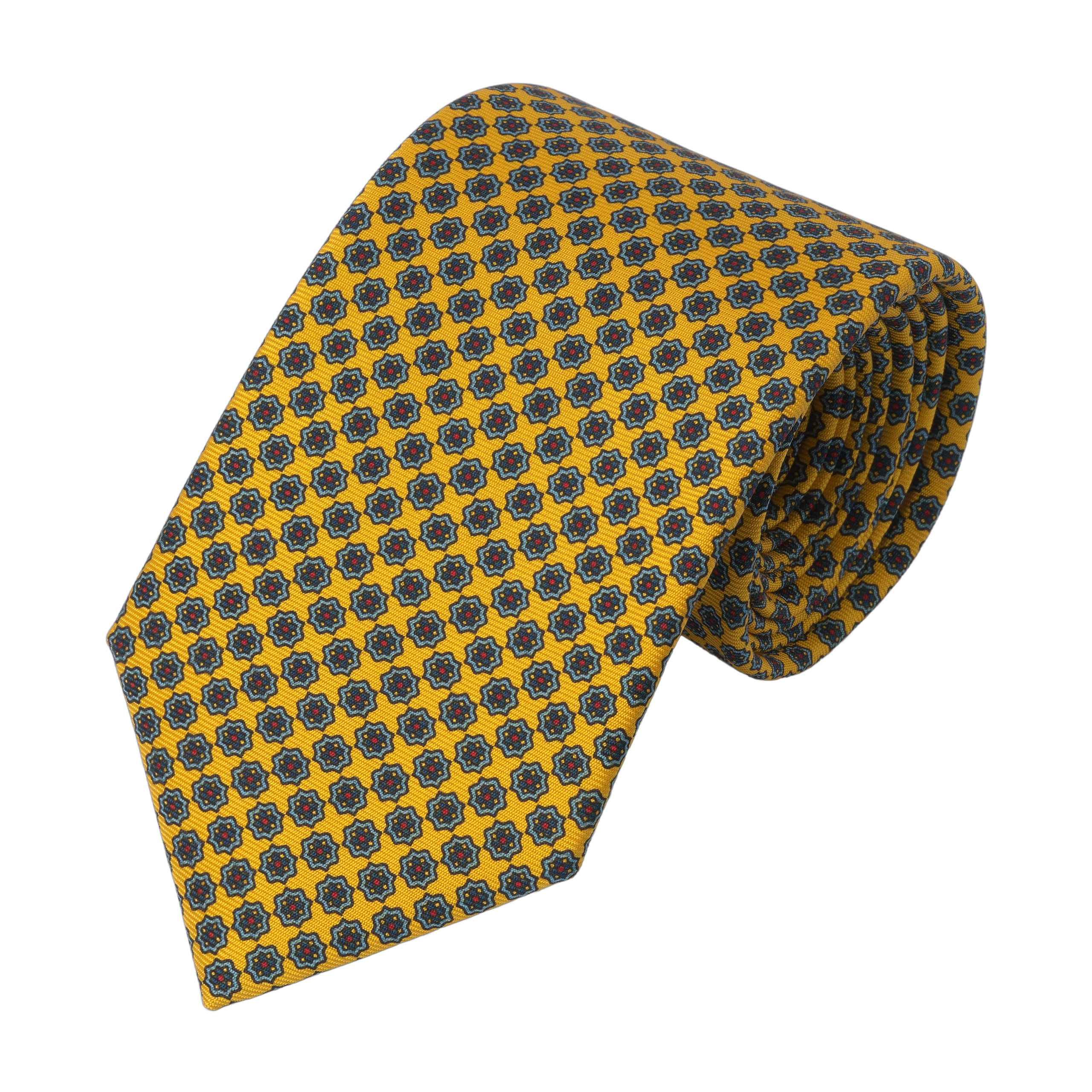 Printed Silk Tie in Yellow