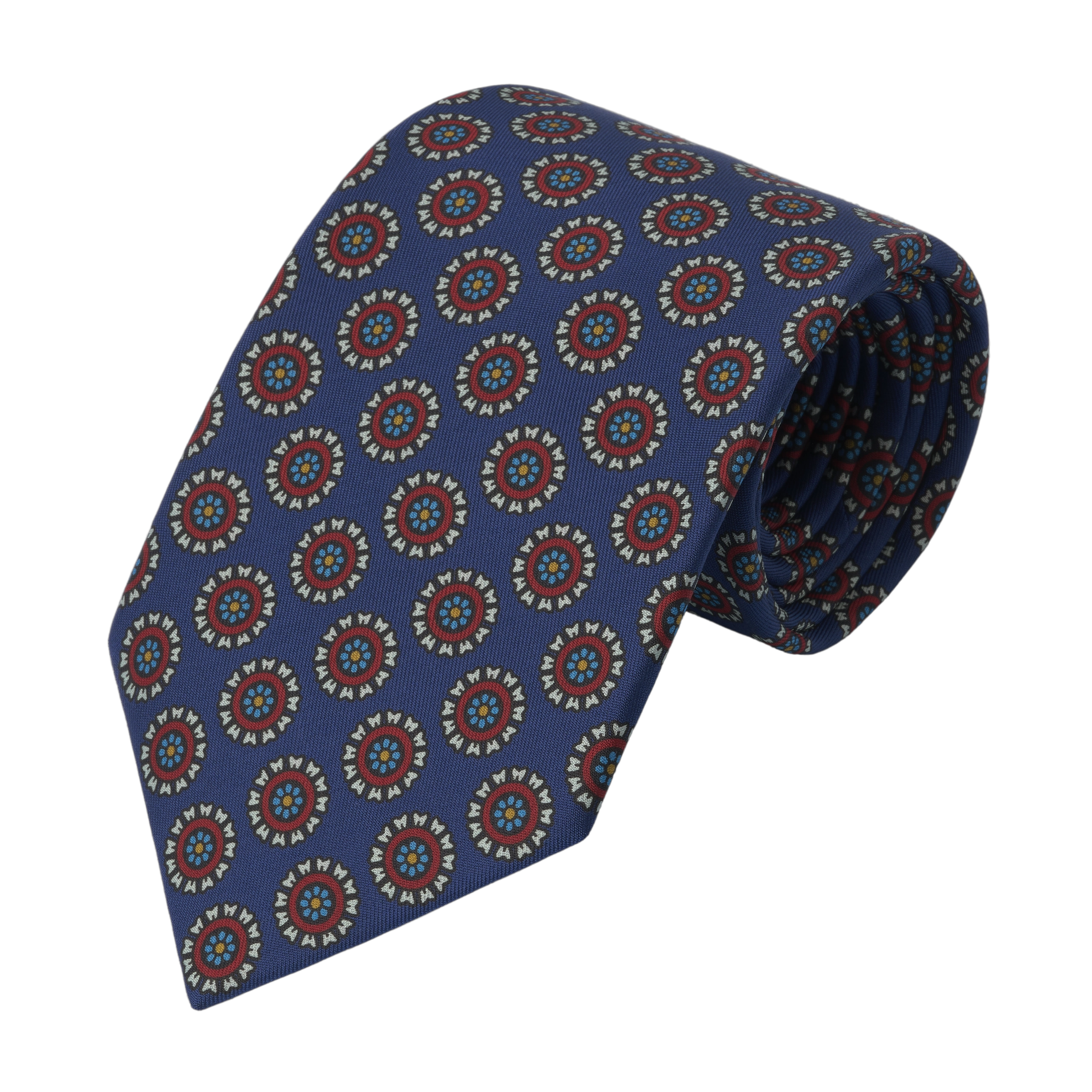 Flower Blue Printed Silk Tie