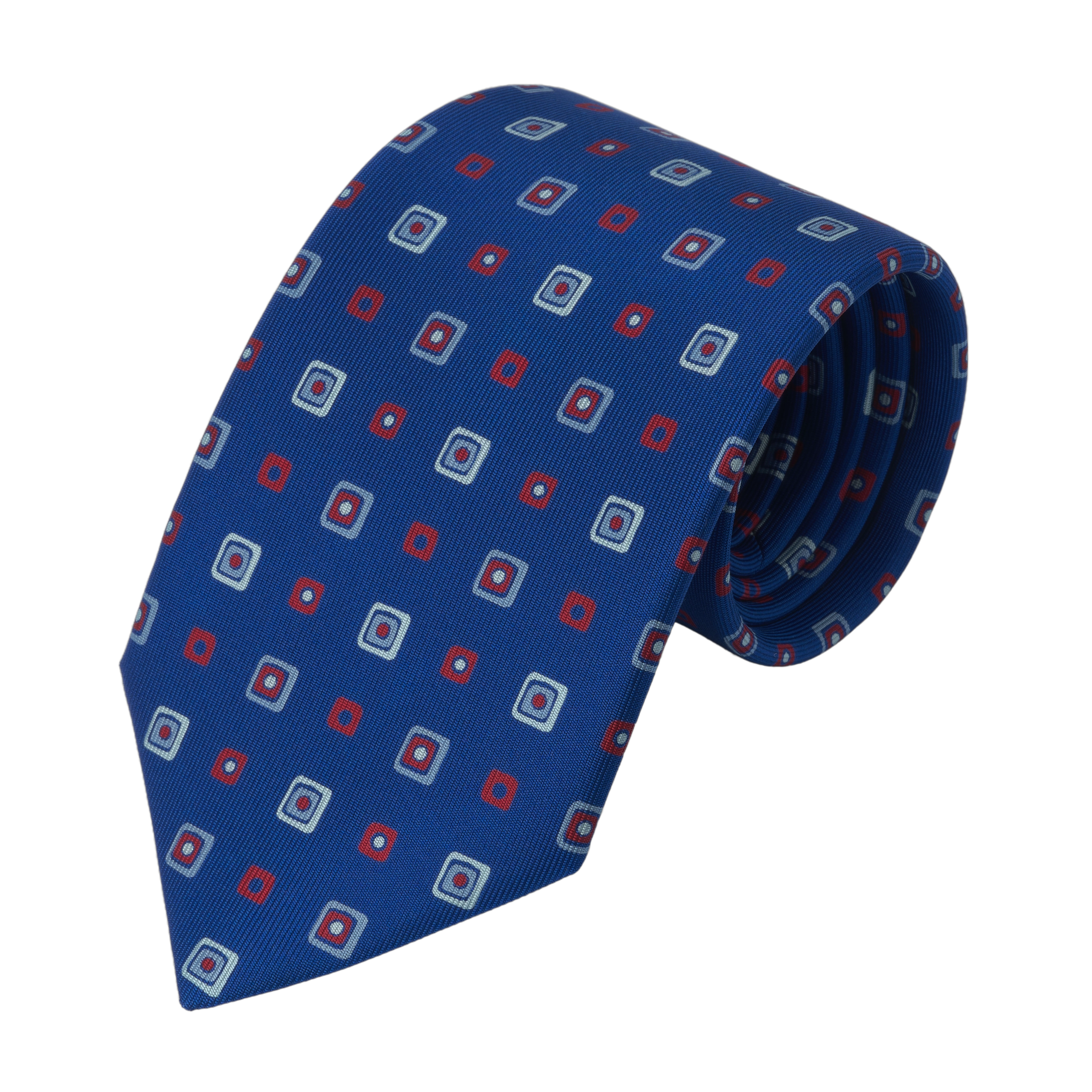 Printed Silk Tie in Royal Blue