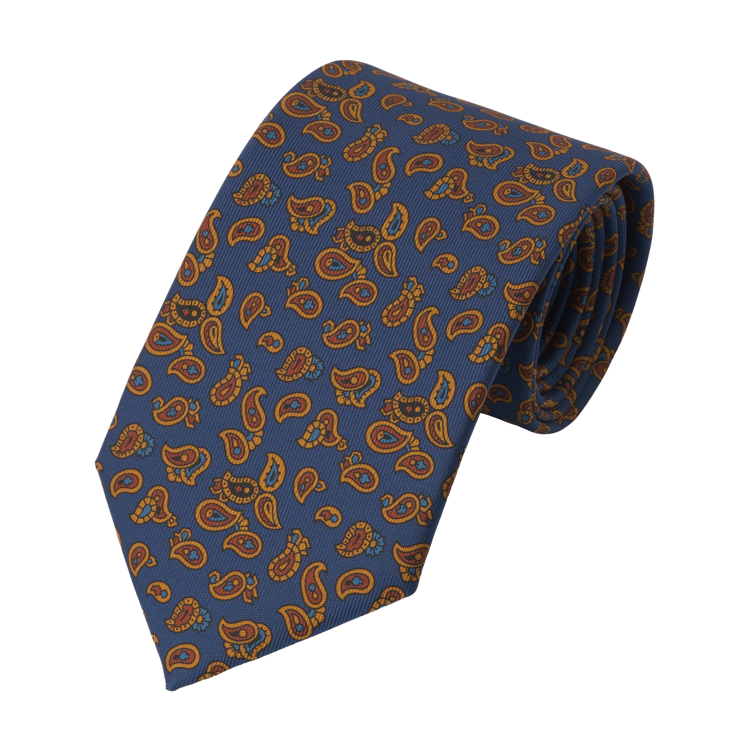 Printed Paisley Multicolor Silk Tie in Royal Blue