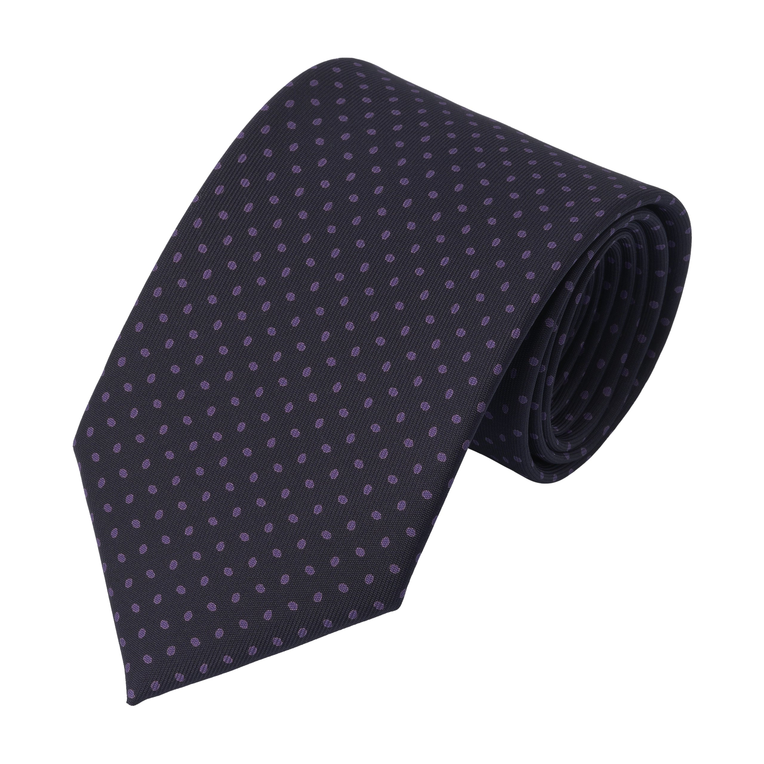 Printed Polka Dot Silk Tie in Dark Blue