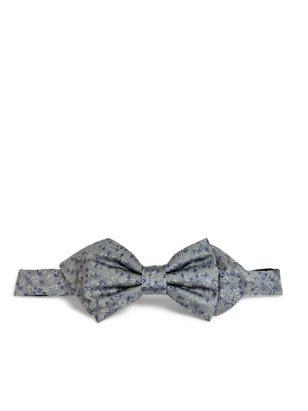 Silver and Blue Silk Bow Tie by Paul Malone