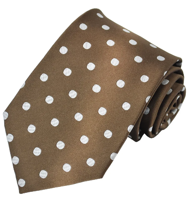 Silver on Brown Polka Dotted Tie Set