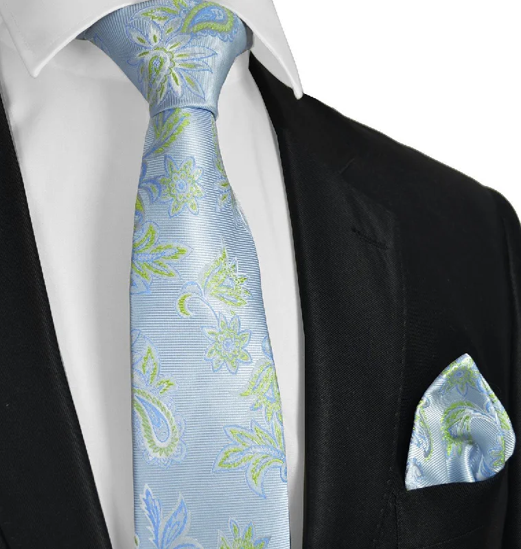 Sky Blue and Green Necktie Set