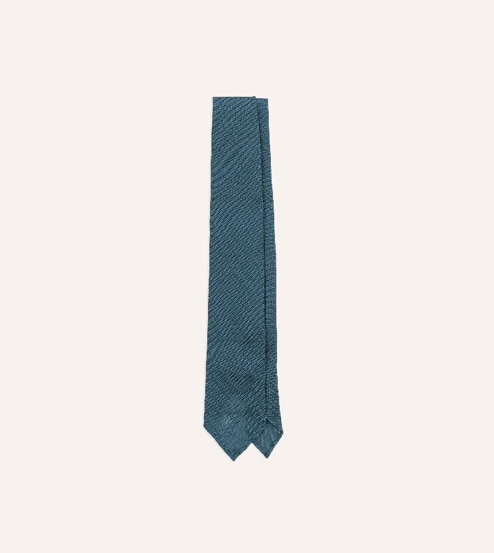 Sky Blue Fine Woven Grenadine Silk Hand Rolled Tie