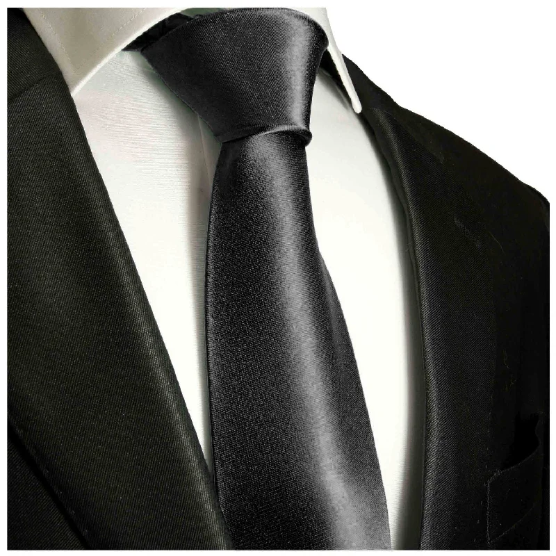 Solid Black Boys Zipper Tie