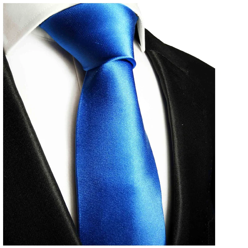 Solid Blue Boys Silk Tie by Paul Malone