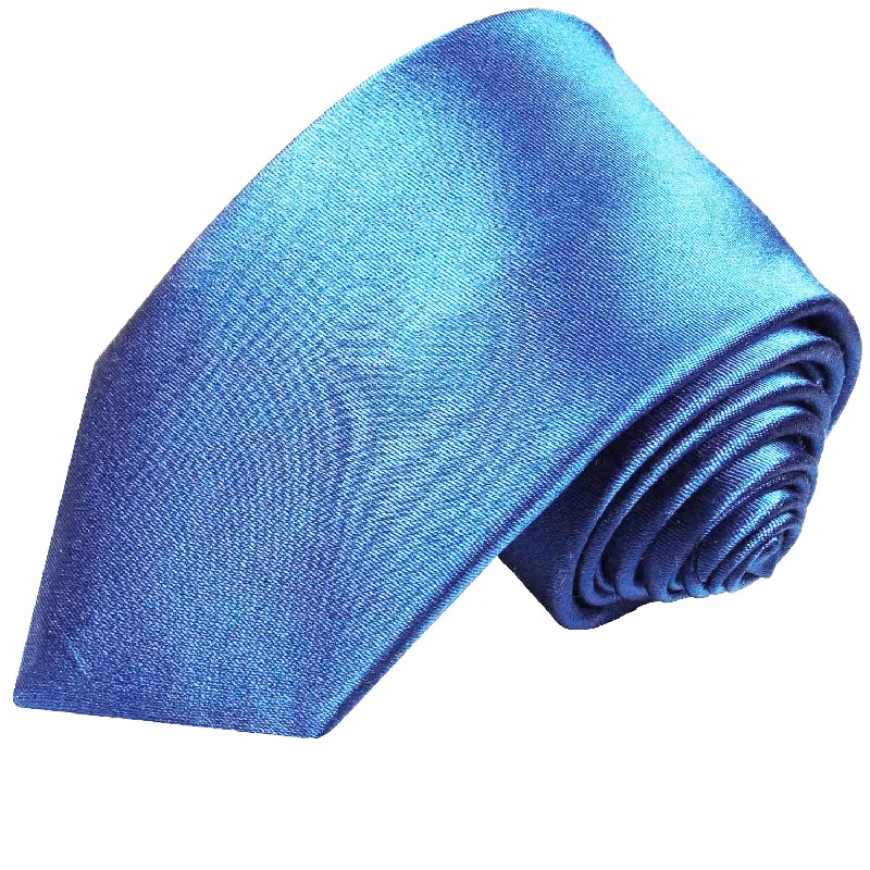 Solid Blue Silk Tie and Accessories in Silk