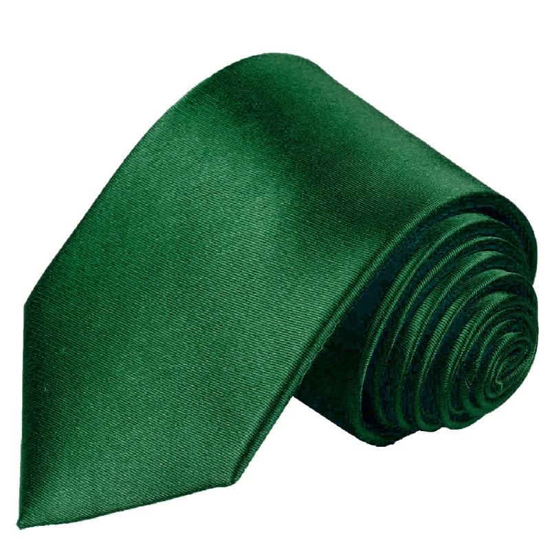 Solid Forest Green Silk Tie Set by Paul Malone