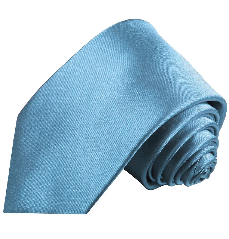 Solid Glaucous Blue Necktie and Pocket Square