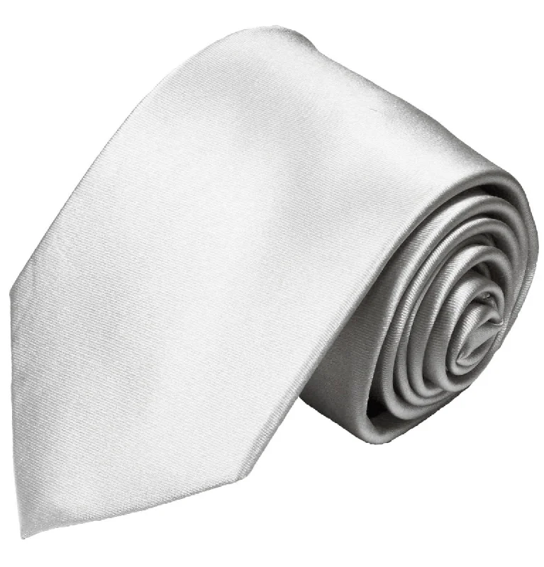 Solid Lite Silver Necktie and Pocket Square