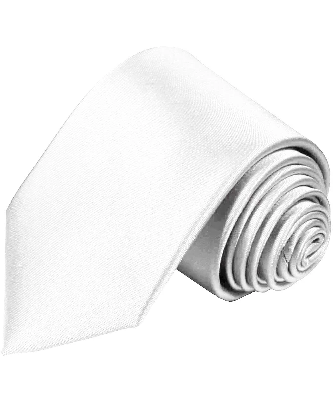 Solid White Necktie and Pocket Square