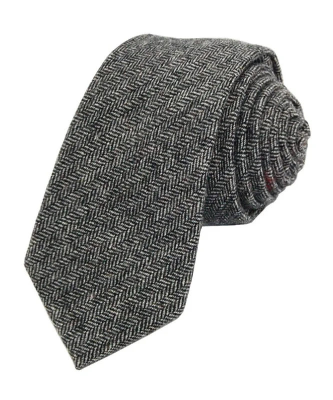 Steel Grey Patterned Wool Necktie