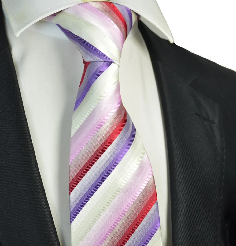 Purple and Red Striped Men's Necktie