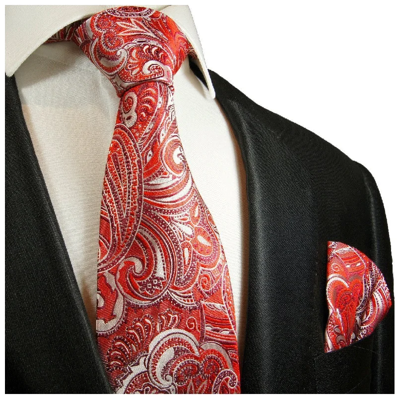 True Red Paisley Silk Tie and Pocket Square